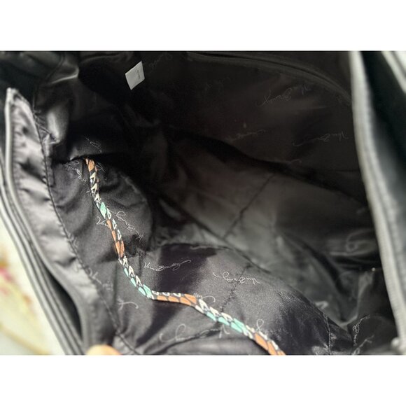 Vera Bradley Sierra Black and Teal Stream Abstract Trapeze Tote Large Purse - Picture 7 of 8